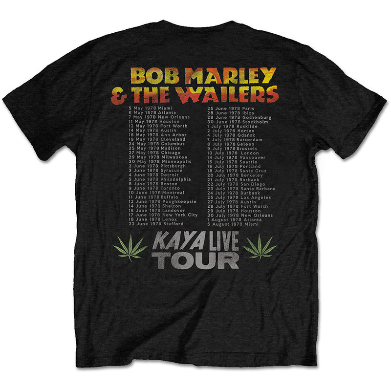 Bob marley kaya tour mens black music t-shirt reggae rock icon tee back print