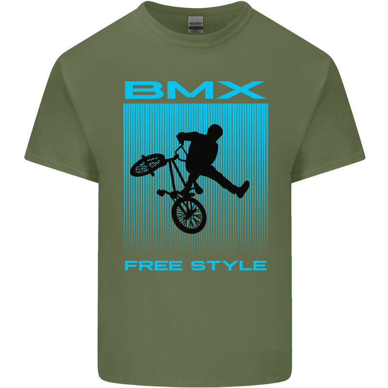 BMX Freestyle Cycling Bicycle Bike Mens Cotton T-Shirt Tee Top Military Green