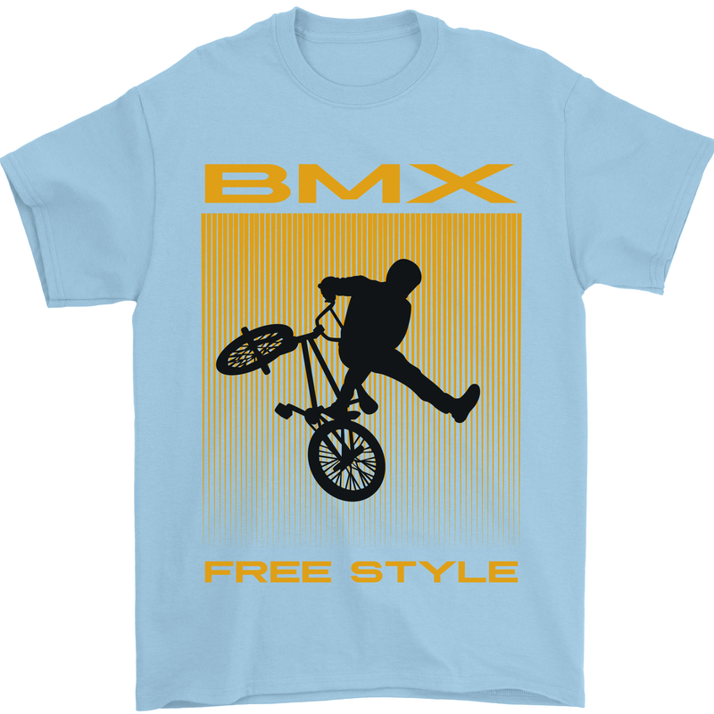 BMX Freestyle Cycling Bicycle Bike Mens T-Shirt Cotton Gildan Light Blue