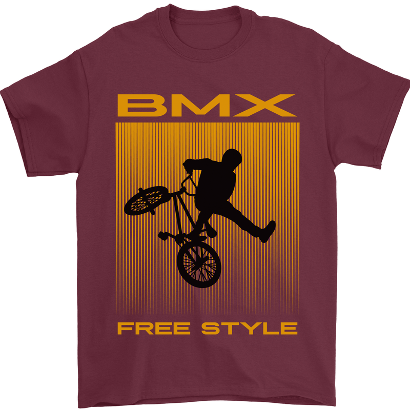 BMX Freestyle Cycling Bicycle Bike Mens T-Shirt Cotton Gildan Maroon