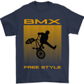 BMX Freestyle Cycling Bicycle Bike Mens T-Shirt Cotton Gildan Navy Blue