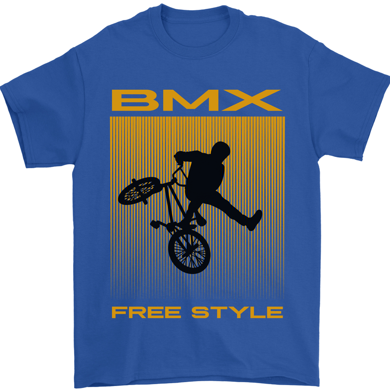 BMX Freestyle Cycling Bicycle Bike Mens T-Shirt Cotton Gildan Royal Blue