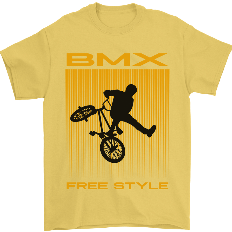 BMX Freestyle Cycling Bicycle Bike Mens T-Shirt Cotton Gildan Yellow