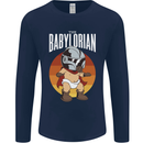 Babylorian Funny Baby Infant Toddler Parody Mens Long Sleeve T-Shirt Navy Blue