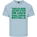 Back on My Bar Stool St. Patrick's Day Mens Cotton T-Shirt Tee Top Light Blue