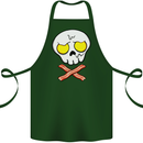 Bacon & Egg Skull & Crossbones Funny Cotton Apron 100% Organic Forest Green