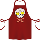 Bacon & Egg Skull & Crossbones Funny Cotton Apron 100% Organic Maroon