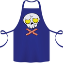 Bacon & Egg Skull & Crossbones Funny Cotton Apron 100% Organic Royal Blue