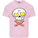Bacon & Egg Skull & Crossbones Funny Mens Cotton T-Shirt Tee Top Light Pink