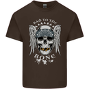Bad 2 the Bone Biker Skull Angel Motorcycle Kids T-Shirt Childrens Chocolate