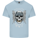 Bad 2 the Bone Biker Skull Angel Motorcycle Kids T-Shirt Childrens Light Blue