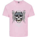 Bad 2 the Bone Biker Skull Angel Motorcycle Kids T-Shirt Childrens Light Pink