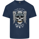 Bad 2 the Bone Biker Skull Angel Motorcycle Kids T-Shirt Childrens Navy Blue