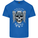 Bad 2 the Bone Biker Skull Angel Motorcycle Kids T-Shirt Childrens Royal Blue