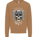 Bad 2 the Bone Biker Skull Angel Motorcycle Mens Sweatshirt Jumper Caramel Latte