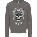 Bad 2 the Bone Biker Skull Angel Motorcycle Mens Sweatshirt Jumper Charcoal
