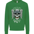 Bad 2 the Bone Biker Skull Angel Motorcycle Mens Sweatshirt Jumper Irish Green