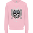Bad 2 the Bone Biker Skull Angel Motorcycle Mens Sweatshirt Jumper Light Pink