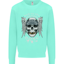 Bad 2 the Bone Biker Skull Angel Motorcycle Mens Sweatshirt Jumper Peppermint