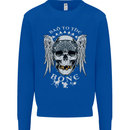 Bad 2 the Bone Biker Skull Angel Motorcycle Mens Sweatshirt Jumper Royal Blue