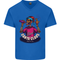 Bad Santa Claus Funny Skull Beer Alcohol Mens V-Neck Cotton T-Shirt Royal Blue