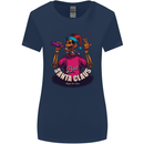 Bad Santa Claus Funny Skull Beer Alcohol Womens Wider Cut T-Shirt Navy Blue