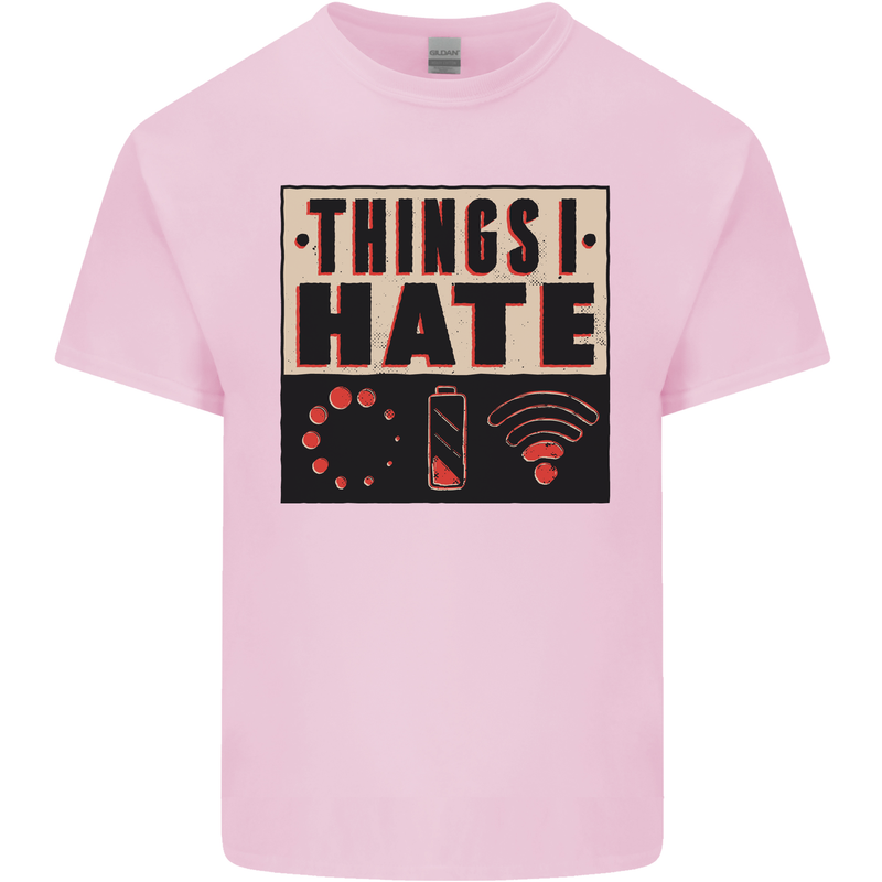 Bad Wifi Low Battery Lag Gaming Gamer Phone Mens Cotton T-Shirt Tee Top Light Pink