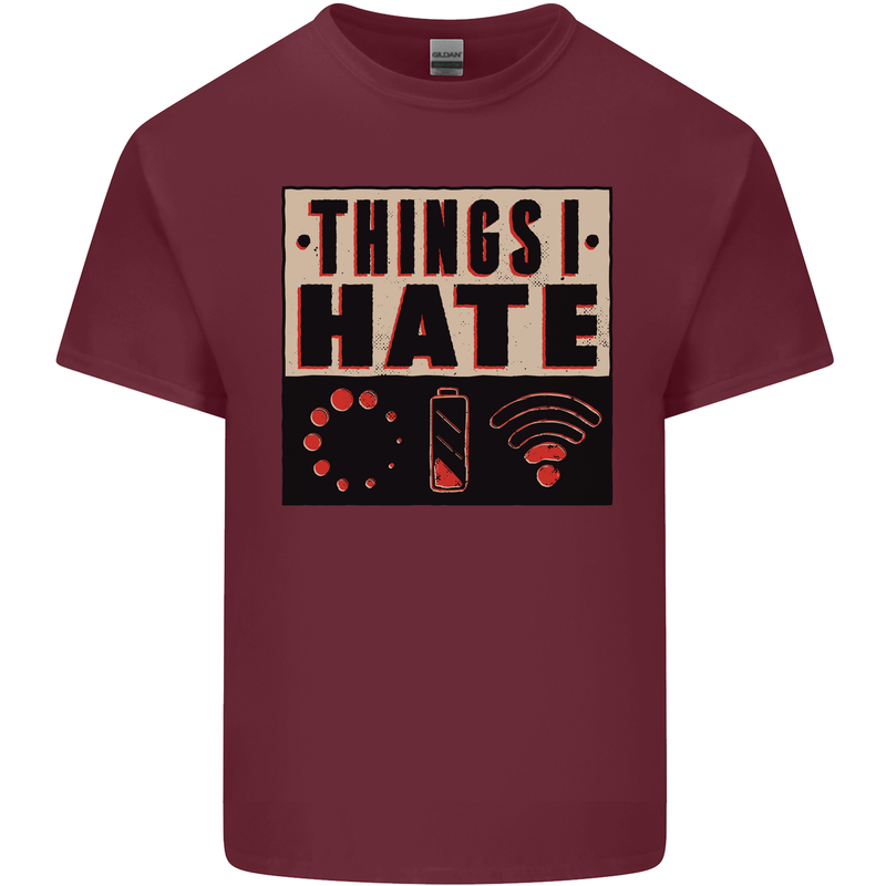 Bad Wifi Low Battery Lag Gaming Gamer Phone Mens Cotton T-Shirt Tee Top Maroon