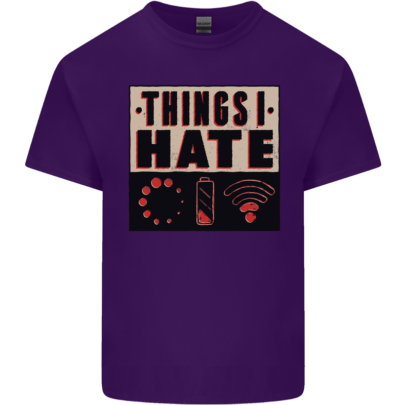 Bad Wifi Low Battery Lag Gaming Gamer Phone Mens Cotton T-Shirt Tee Top Purple