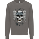 Bad to the Bone Biker Skull Angel Motorbike Mens Sweatshirt Jumper Charcoal