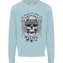 Bad to the Bone Biker Skull Angel Motorbike Mens Sweatshirt Jumper Light Blue