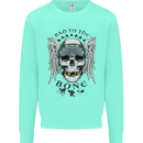Bad to the Bone Biker Skull Angel Motorbike Mens Sweatshirt Jumper Peppermint