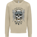 Bad to the Bone Biker Skull Angel Motorbike Mens Sweatshirt Jumper Sand