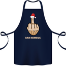 Bah Humbug Finger Flip Funny Christmas Rude Cotton Apron 100% Organic Navy Blue