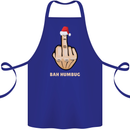 Bah Humbug Finger Flip Funny Christmas Rude Cotton Apron 100% Organic Royal Blue