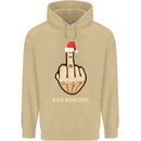 Bah Humbug Finger Flip Funny Christmas Rude Mens 80% Cotton Hoodie Sand