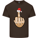 Bah Humbug Finger Flip Funny Christmas Rude Mens Cotton T-Shirt Tee Top Dark Chocolate