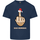 Bah Humbug Finger Flip Funny Christmas Rude Mens Cotton T-Shirt Tee Top Navy Blue