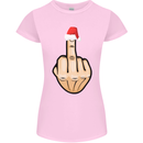 Bah Humbug Finger Flip Funny Christmas Rude Womens Petite Cut T-Shirt Light Pink