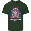 Bah Humbug Grumpy Christmas Owls Mens Cotton T-Shirt Tee Top Forest Green