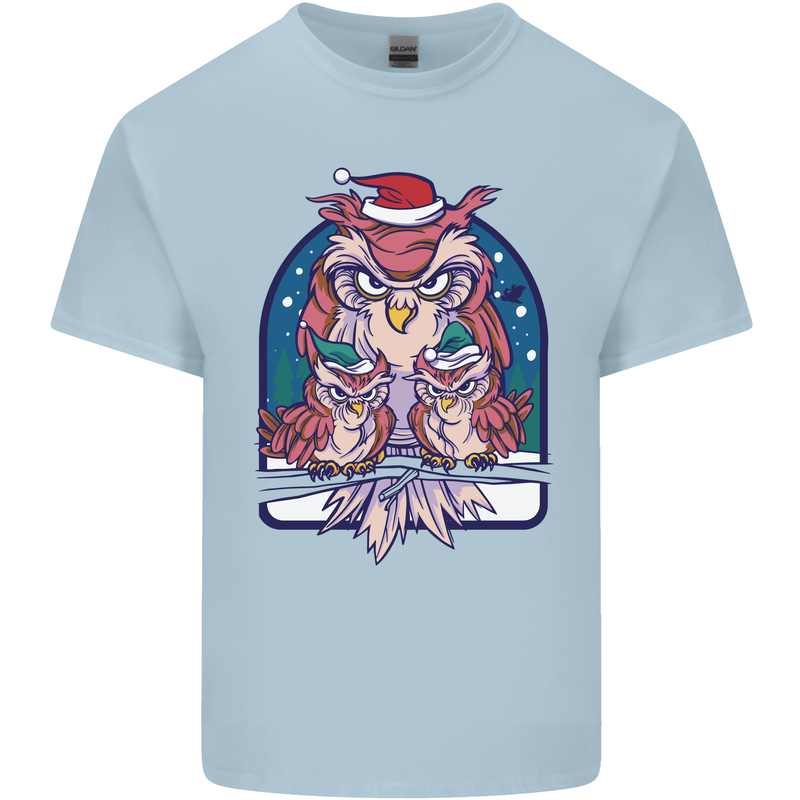 Bah Humbug Grumpy Christmas Owls Mens Cotton T-Shirt Tee Top Light Blue