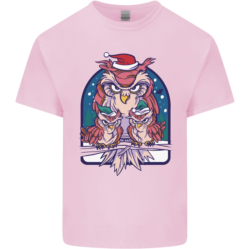 Bah Humbug Grumpy Christmas Owls Mens Cotton T-Shirt Tee Top Light Pink