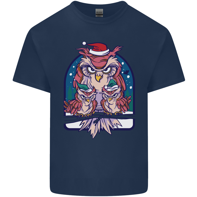 Bah Humbug Grumpy Christmas Owls Mens Cotton T-Shirt Tee Top Navy Blue