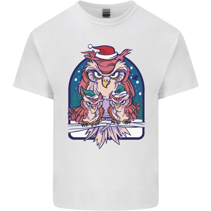 Bah Humbug Grumpy Christmas Owls Mens Cotton T-Shirt Tee Top White