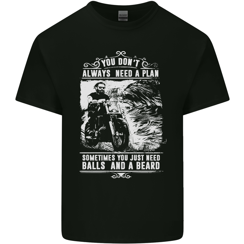 Balls & Beard Biker Motorcycle Motorbike Mens Cotton T-Shirt Tee Top Black