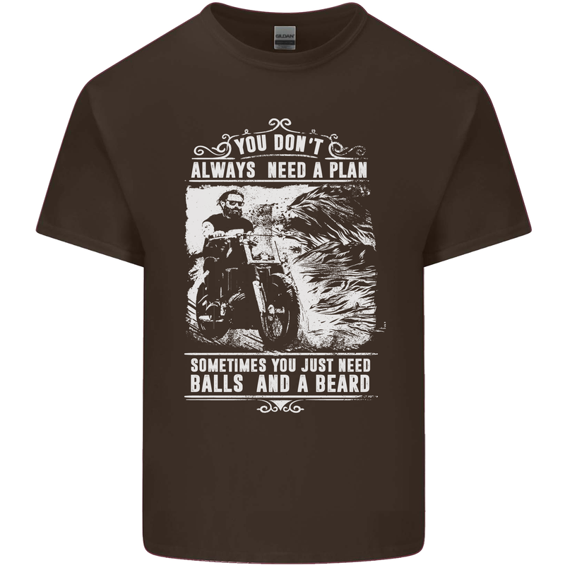 Balls & Beard Biker Motorcycle Motorbike Mens Cotton T-Shirt Tee Top Dark Chocolate