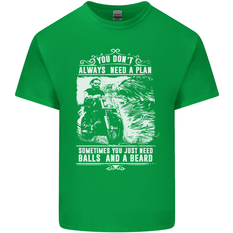 Balls & Beard Biker Motorcycle Motorbike Mens Cotton T-Shirt Tee Top Irish Green