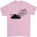 Banksy Style Tank and Doves Peace Mens T-Shirt 100% Cotton Light Pink