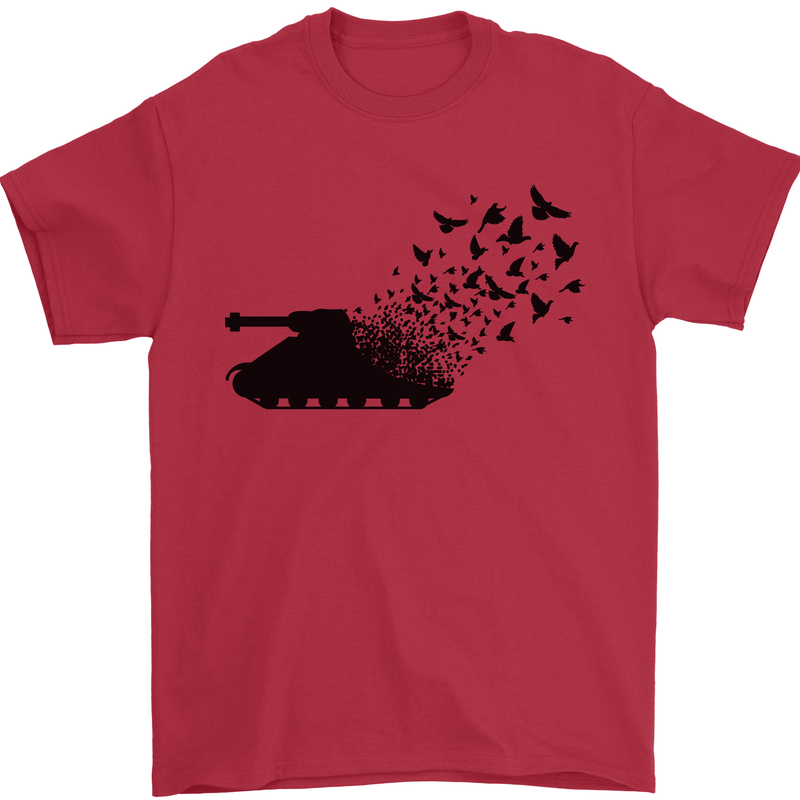Banksy Style Tank and Doves Peace Mens T-Shirt 100% Cotton Red