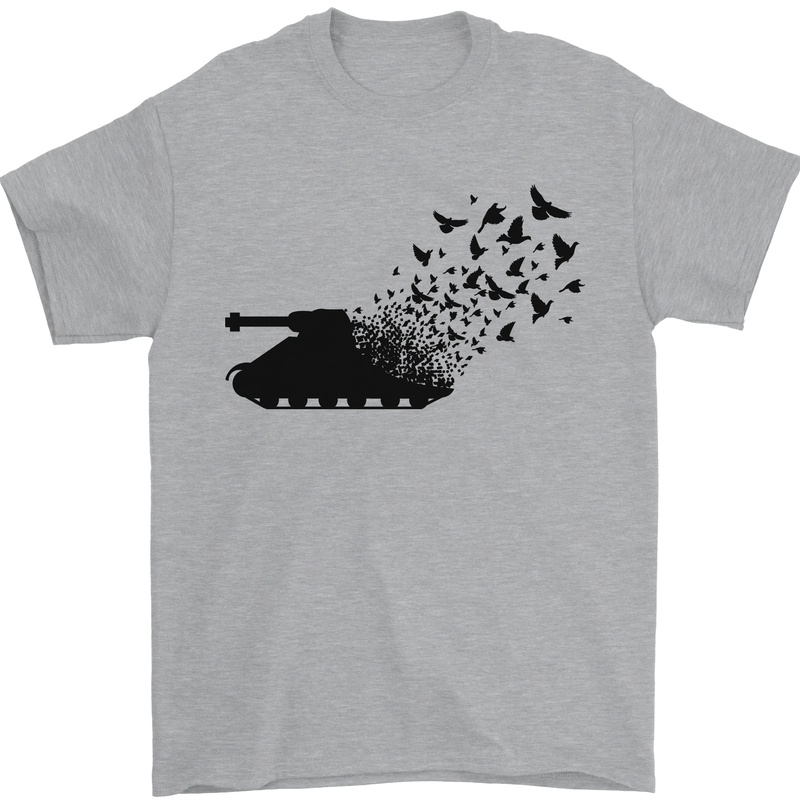 Banksy Style Tank and Doves Peace Mens T-Shirt 100% Cotton Sports Grey